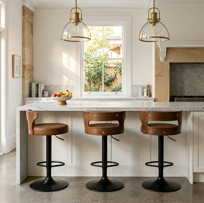 Como Bar Stool - Black + Camel Set of Two