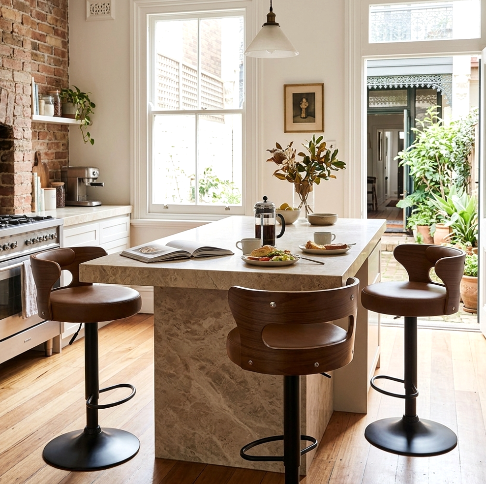 Como Bar Stool - Black + Camel Set of Two