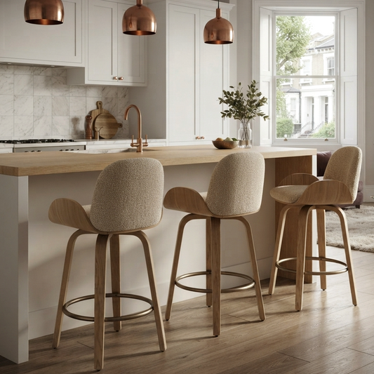 Cove Swivel Oak & Oatmeal Bar Stool - Set of Two