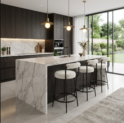 Calipo Sheepskin Bar Stool - White – modern bar stool by Interior Ave