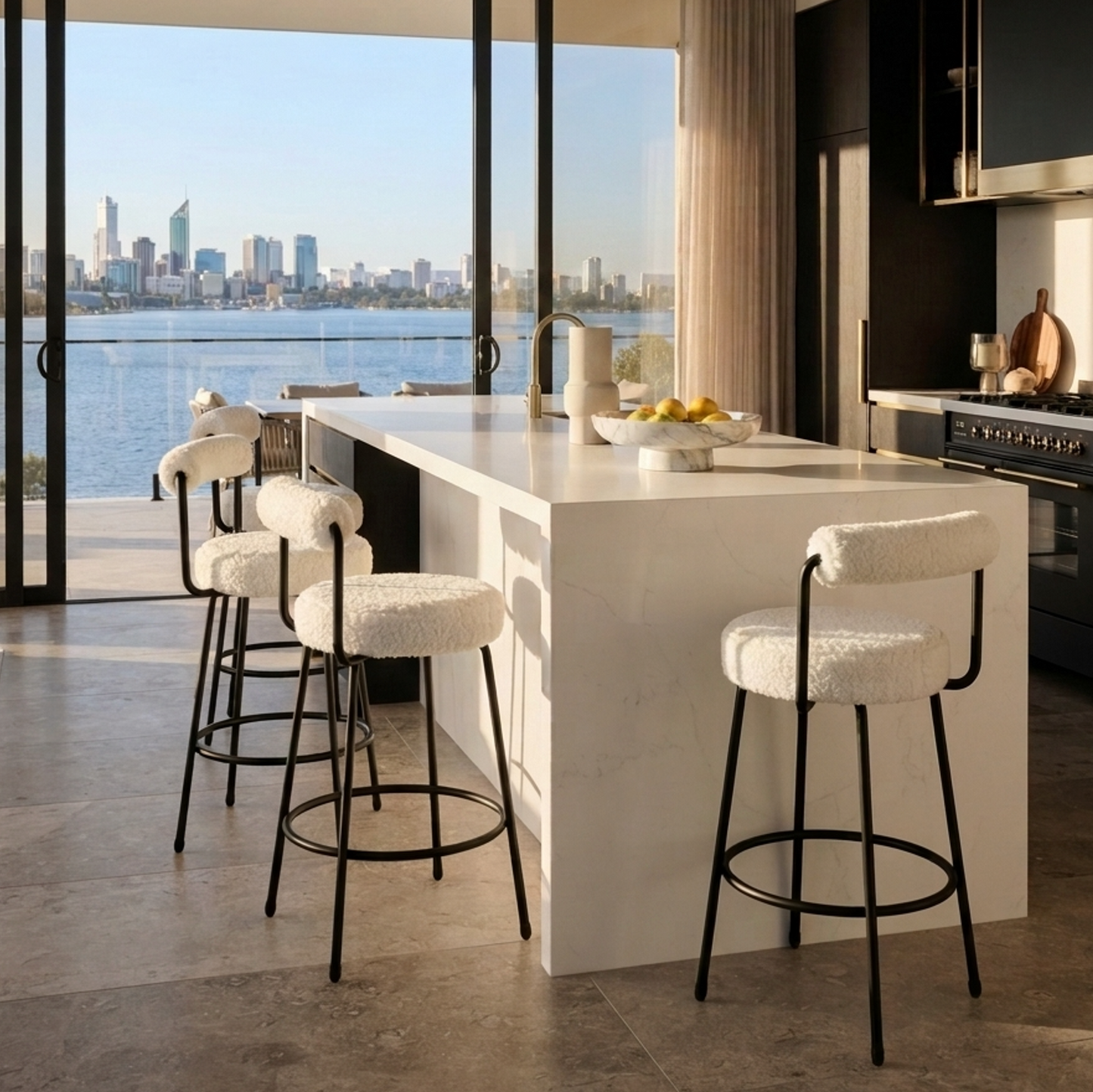 Calipo Sheepskin Bar Stool - White