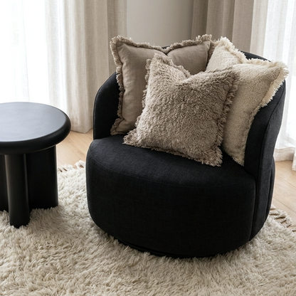 Coco Chenille Swivel Accent Chair - Black
