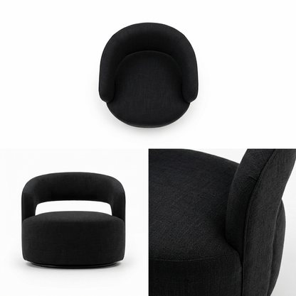 Coco Chenille Swivel Accent Chair - Black