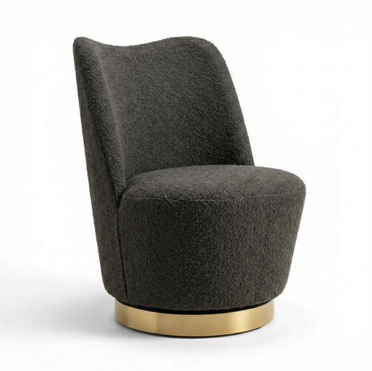 Chateau Swivel Accent Chair - Charcoal Boucle