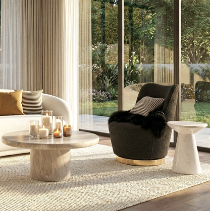 Chateau Swivel Accent Chair - Charcoal Boucle
