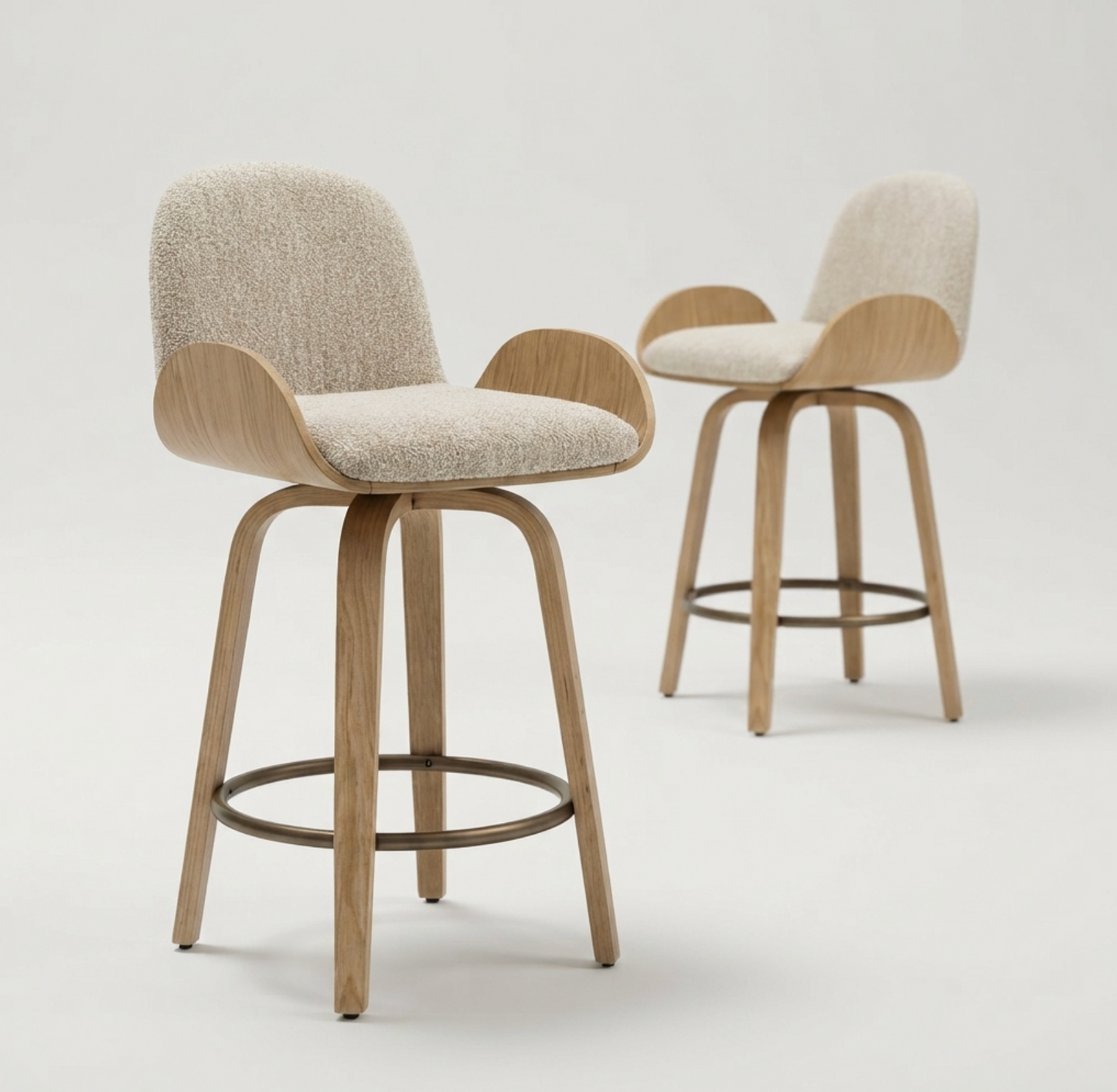 Cove Swivel Oak & Oatmeal Bar Stool - Set of Two