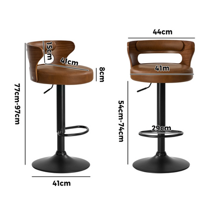 Como Bar Stool - Black + Camel Set of Two