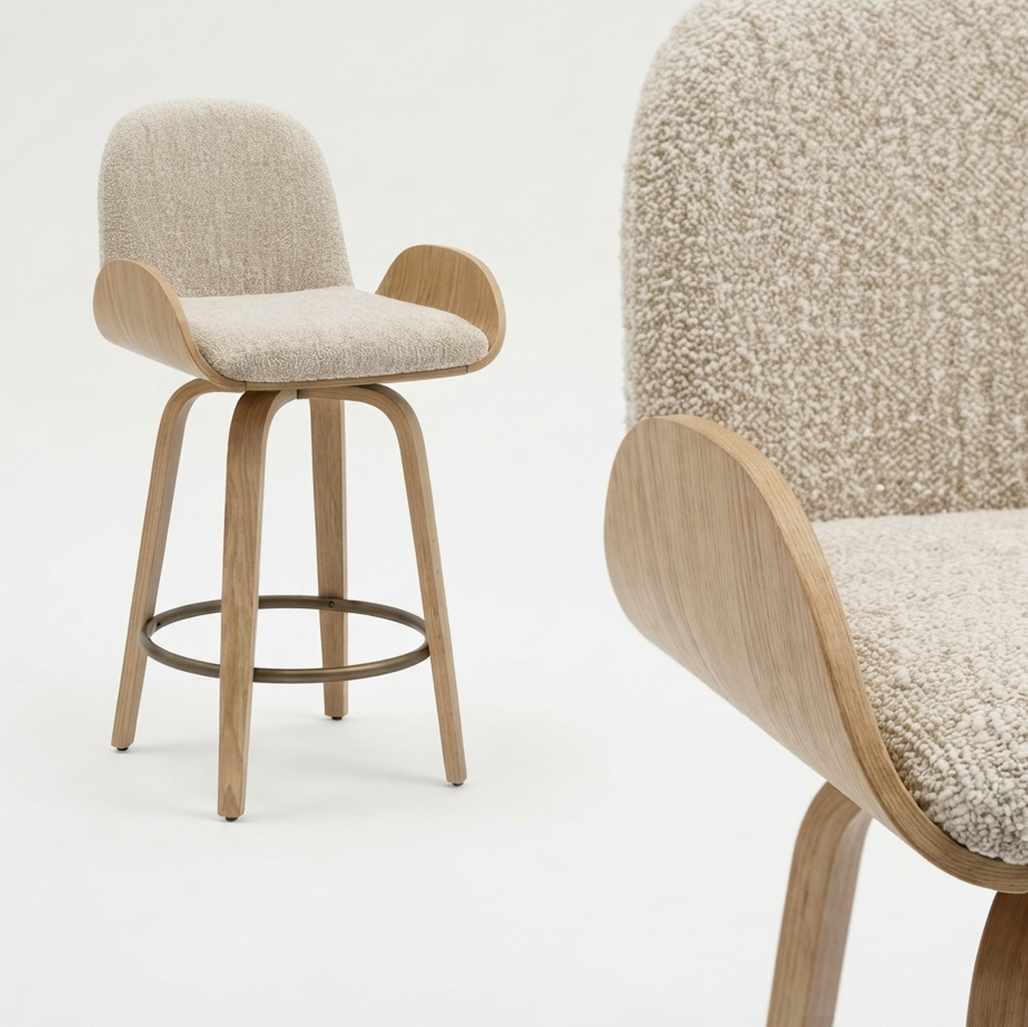 Cove Swivel Oak & Oatmeal Bar Stool - Set of Two