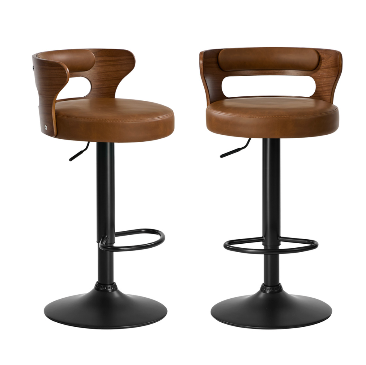 Como Bar Stool - Black + Camel Set of Two
