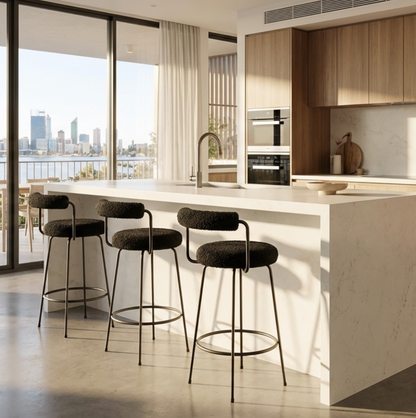 Calipo Sheepskin Bar Stool - Black