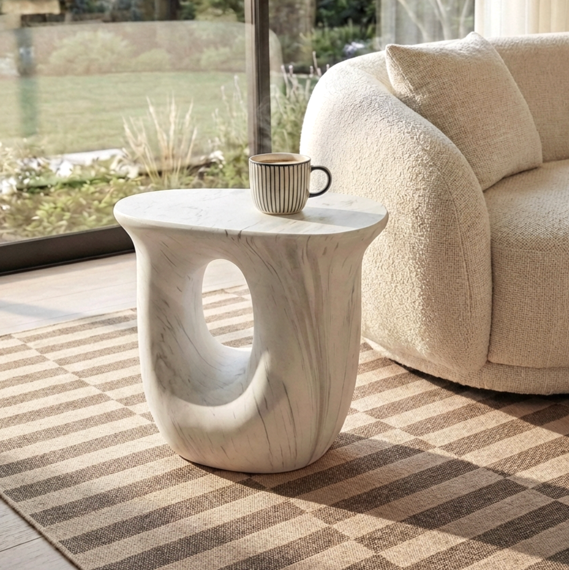 Cosmo Side Table White Carrara Marble Finish