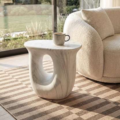 Cosmo Side Table White Carrara Marble Finish