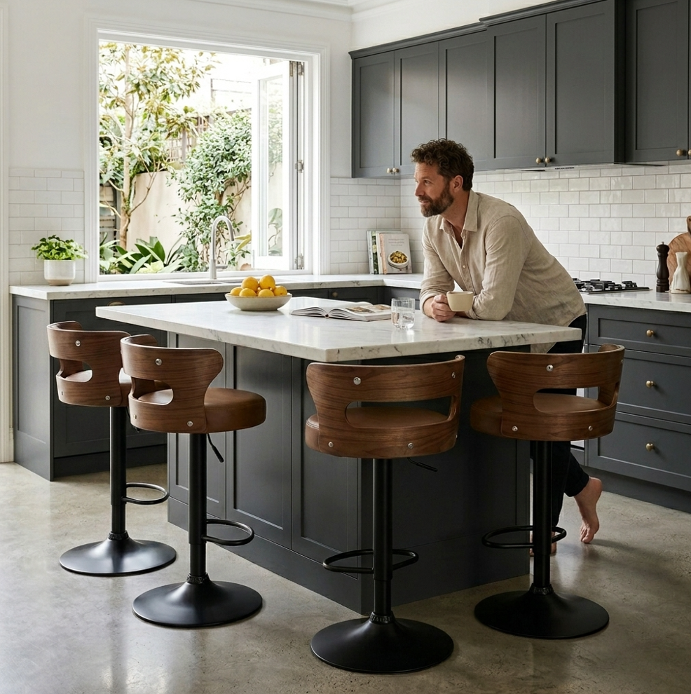 Como Bar Stool - Black + Camel Set of Two