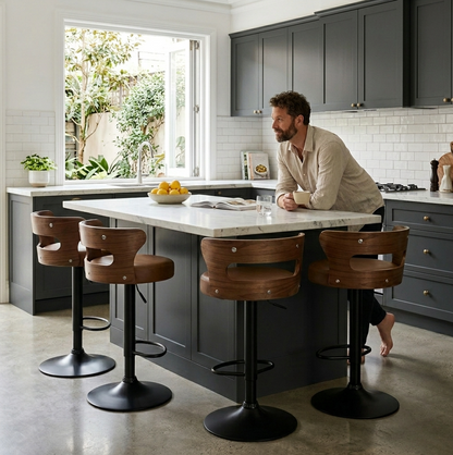 Como Bar Stool - Black + Camel Set of Two