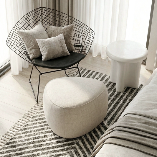 Cove Pebble Ottoman - Vanilla