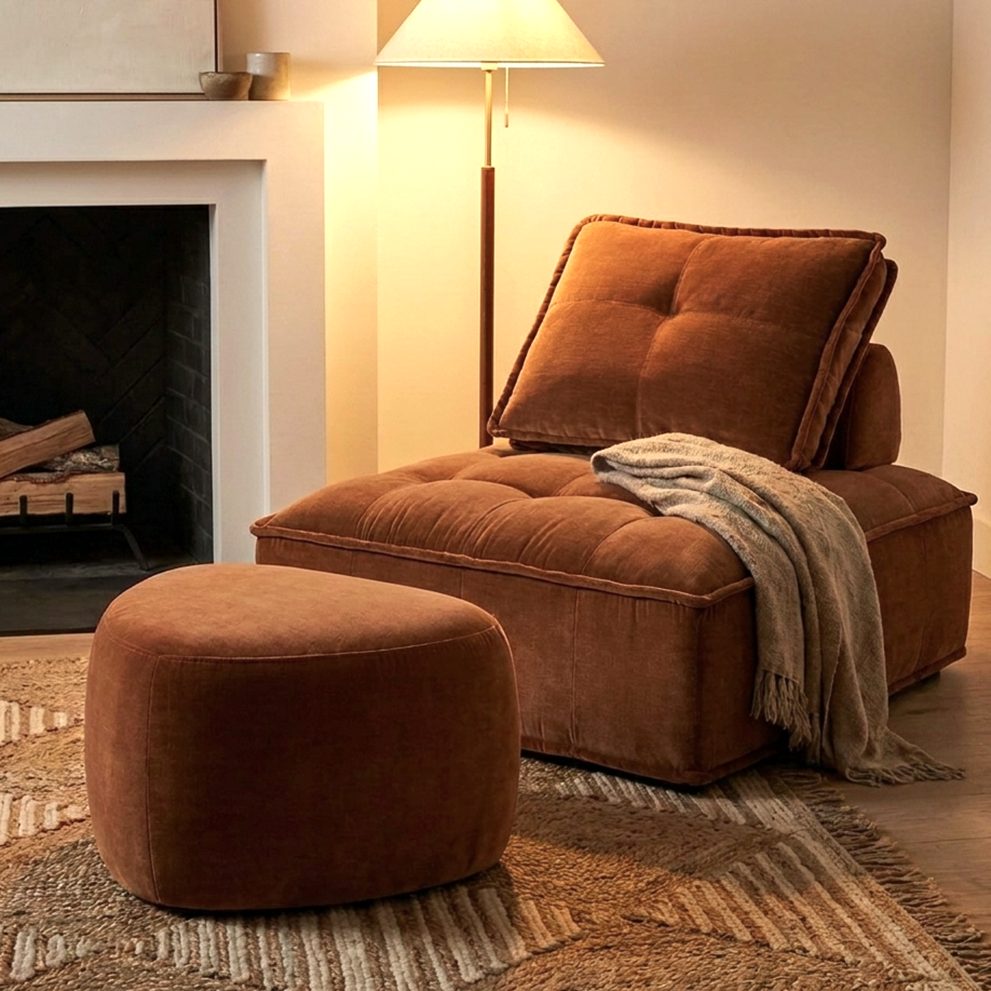Cove Pebble Ottoman - Cinnamon