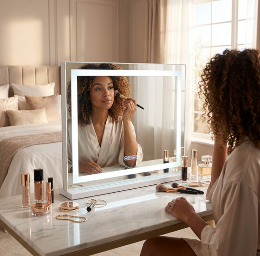 Crystal Vanity Makeup Mirror - Bluetooth - Small – Designer mirror by Interior Ave