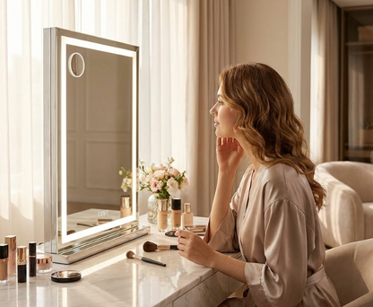 Crystal Tower Vanity Makeup Mirror - Bluetooth - XL – Designer mirror by Interior Ave