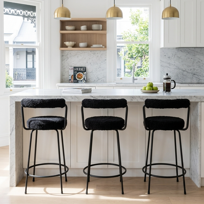 Calipo Sheepskin Bar Stool - Black