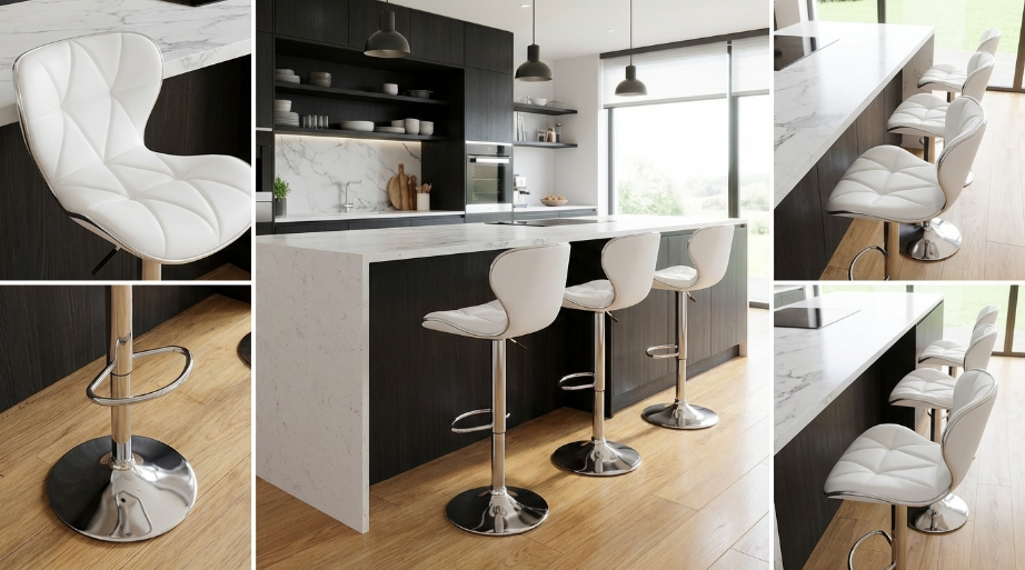 Cooper Bar Stool - White - Set of Two – modern bar stool by Interior Ave