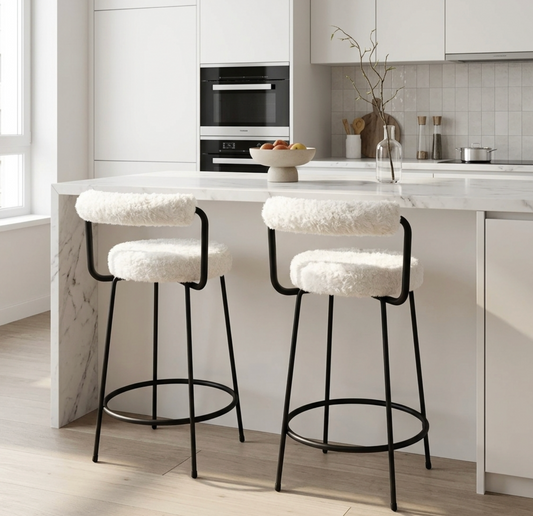 Calipo Sheepskin Bar Stool - White