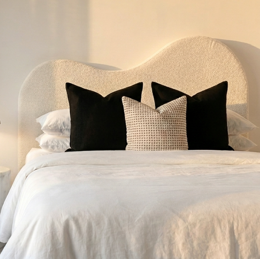 Daisy White Boucle Bed Headboard - Double