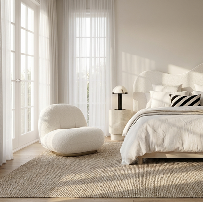 Daisy White Boucle Bed Headboard - Queen