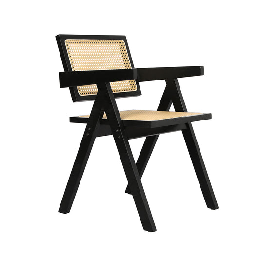 Eden Solid Wood Rattan Dining Chair - Black – modern dining chair by Interior Ave