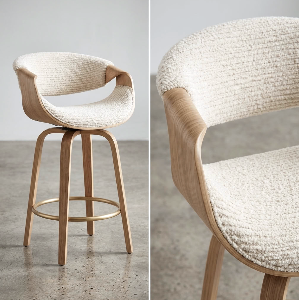 Hudson Signature Oak Bar Stool - Off White (Set of 2)