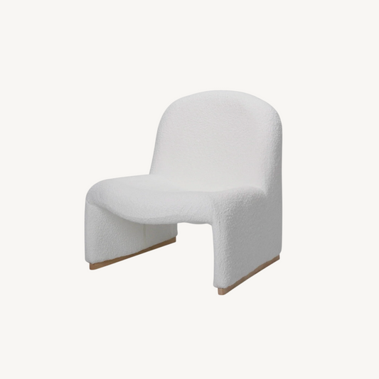 Haven Curved Boucle Armchair – White