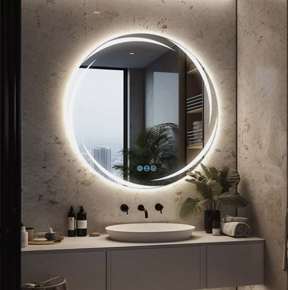 80cm Round Halo LED Bathroom Mirror – LED illuminated bathroom mirror by Interior Ave
