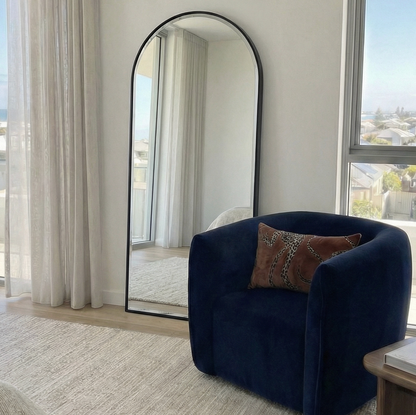 Halo arched floor length mirror black frame 180x80cm | Statement Mirror by Interior Ave