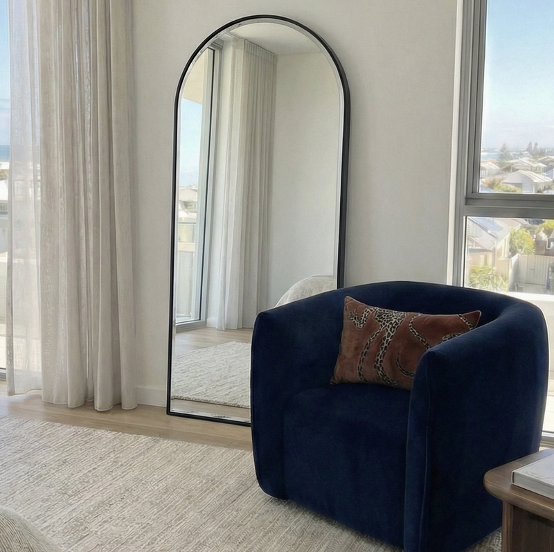 Halo Arched Floor Length Mirror – Black | Signature Series