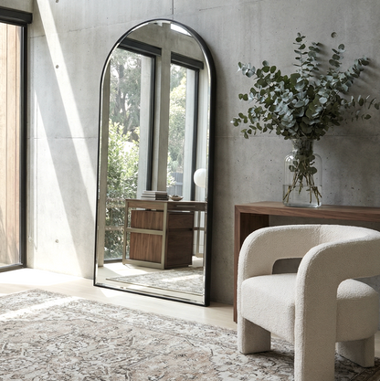 Halo arched floor length mirror black frame 180x80cm | Statement Mirror by Interior Ave