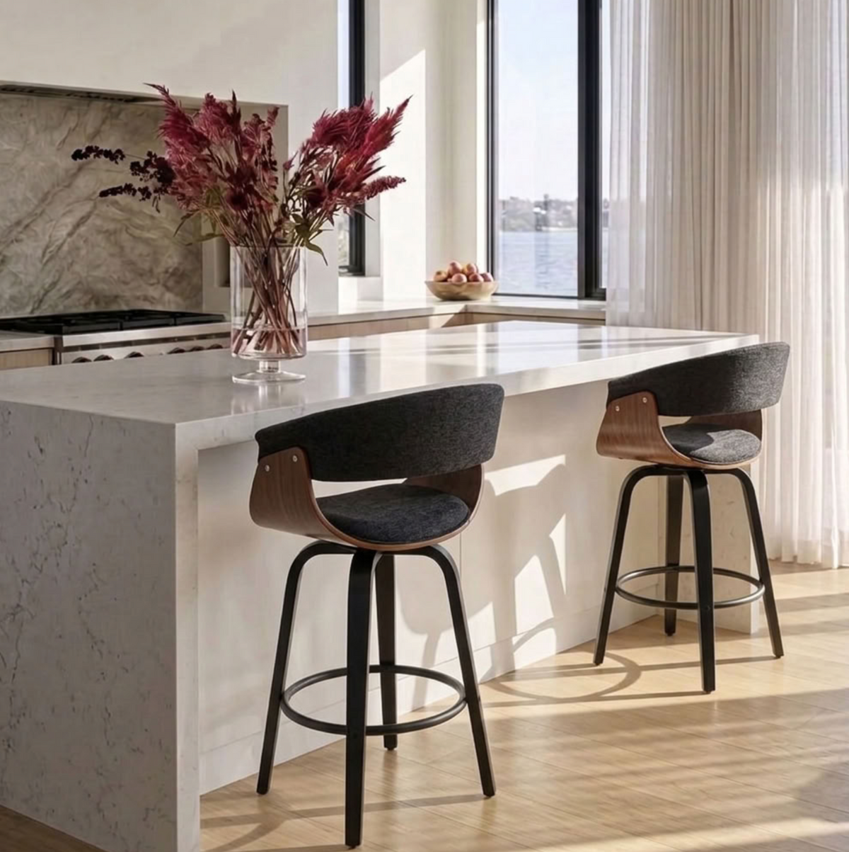 Hudson Signature Black Bar Stool - Set of Two