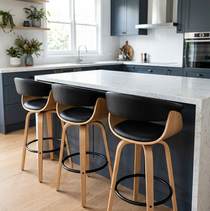 Hudson Signature Oak Bar Stool - Black + Oak Set of Two