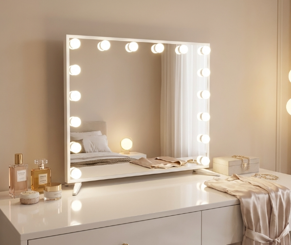 Hollywood Glam Framed LED Makeup Mirror- XL – Designer mirror by Interior Ave