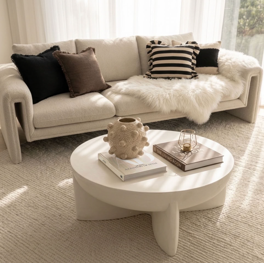 Zelda Sculptural Stone Coffee Table – Sand Textured Finish