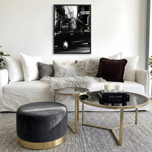 Monaco Round Ottoman - Ocean