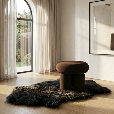 Mongolian Sheepskin Fur / Throw - Black 90cm