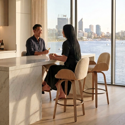 Cove Swivel Oak & Oatmeal Bar Stool - Set of Two
