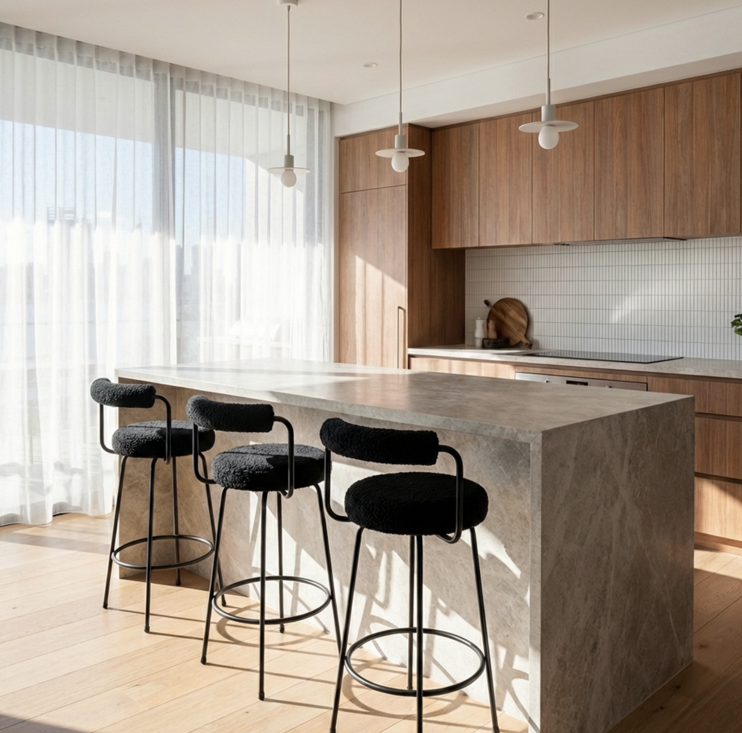 Calipo Sheepskin Bar Stool - Black