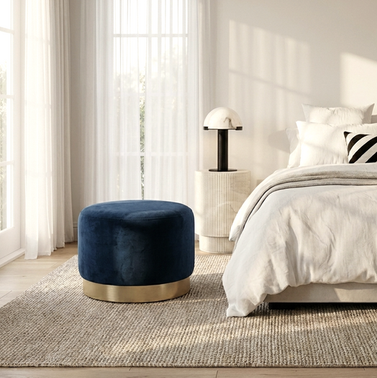 Monaco Round Ottoman - Ocean
