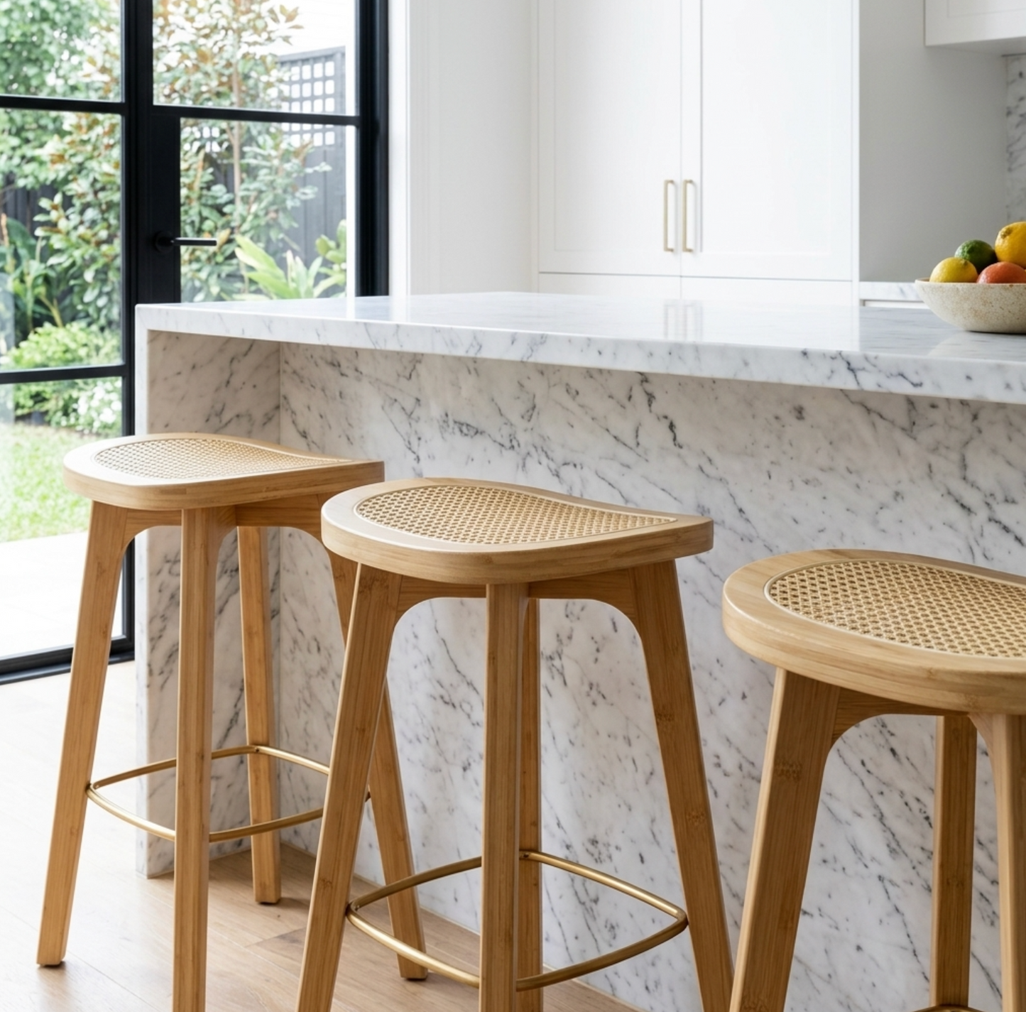 Viola Rattan Bar Stools - Set of Two
