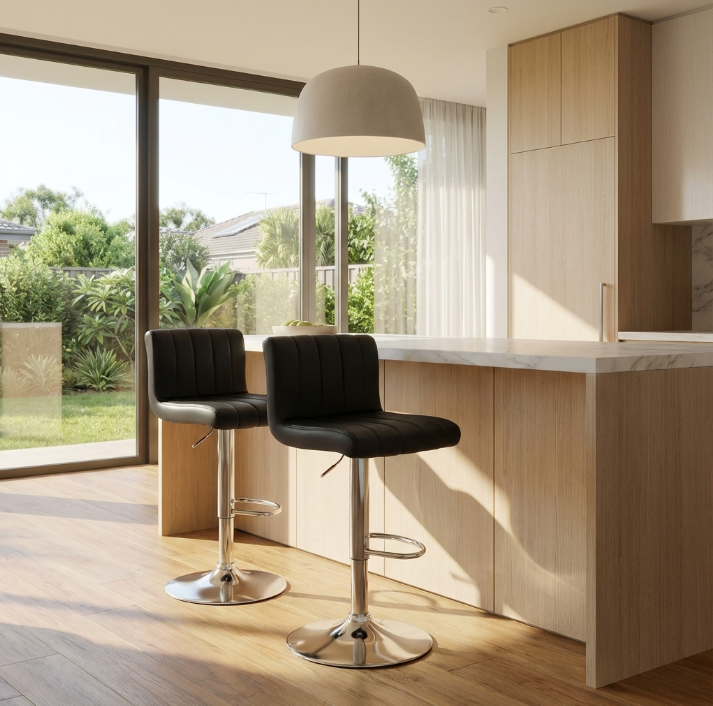 Imperial Bar Stool - Black - Set of Two – modern bar stool by Interior 