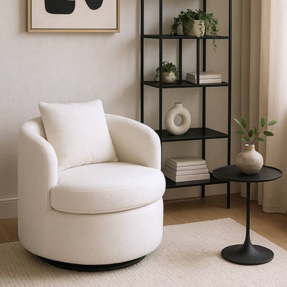 Alexa Swivel Boucle Chair - White