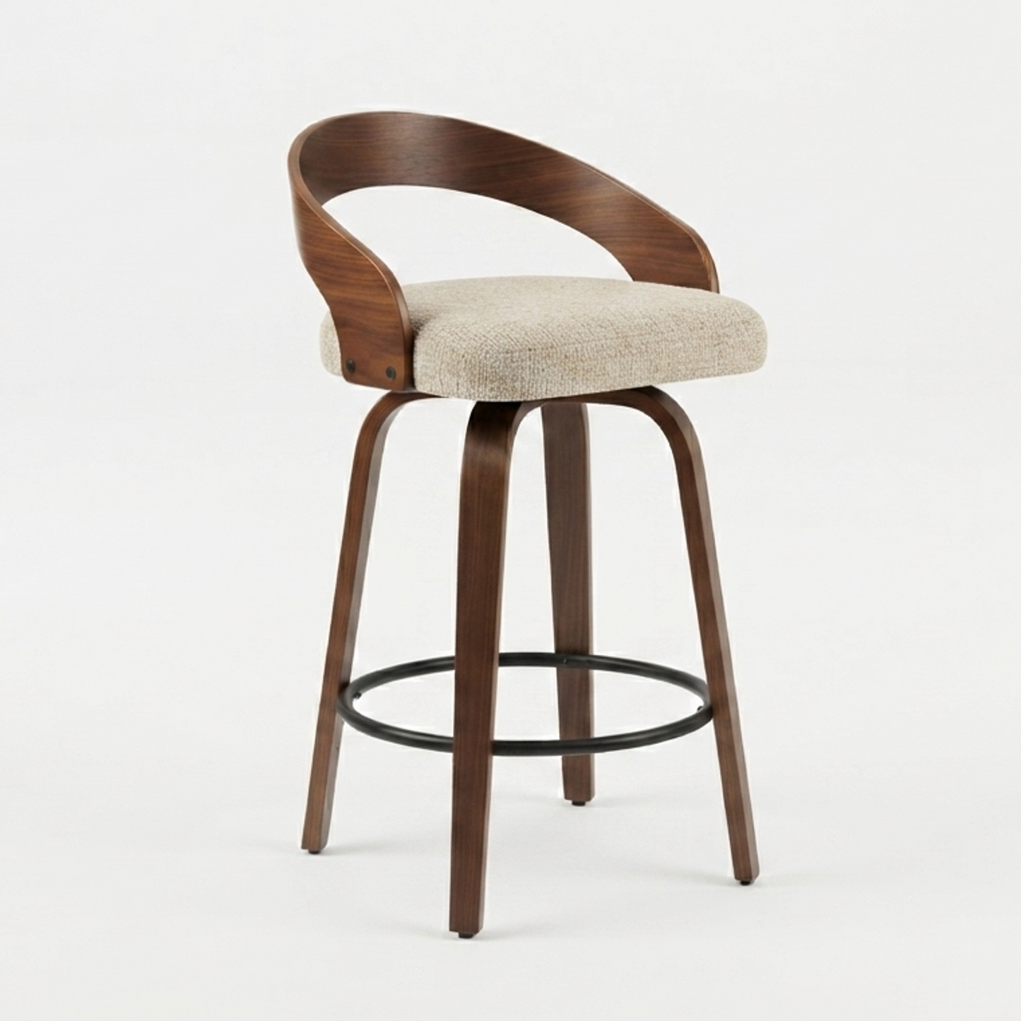 Kivo Swivel Bar Stool – Almond Oat & Walnut (Set of 2)