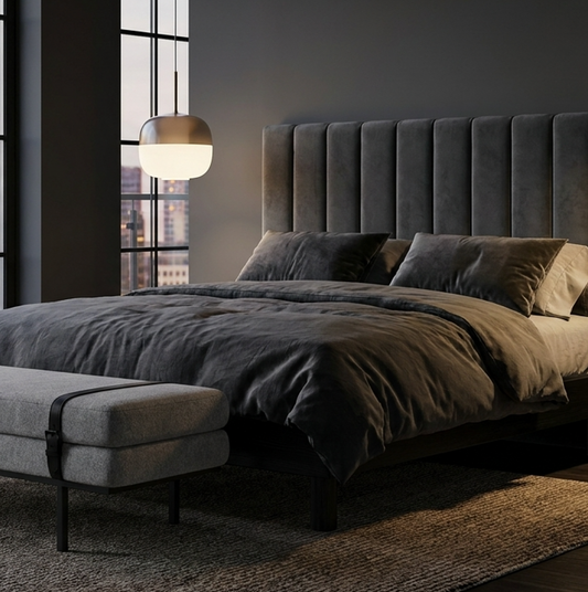 Kobe Grey Velvet Bed Headboard - King