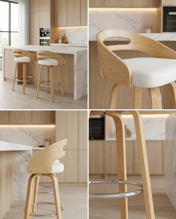 Kivo White Bar Stools | Designer Bar Stools by Interior Ave
