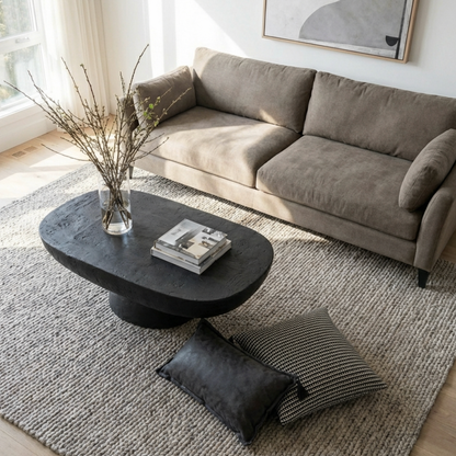 Korra Sculptural Black Stone Coffee Table